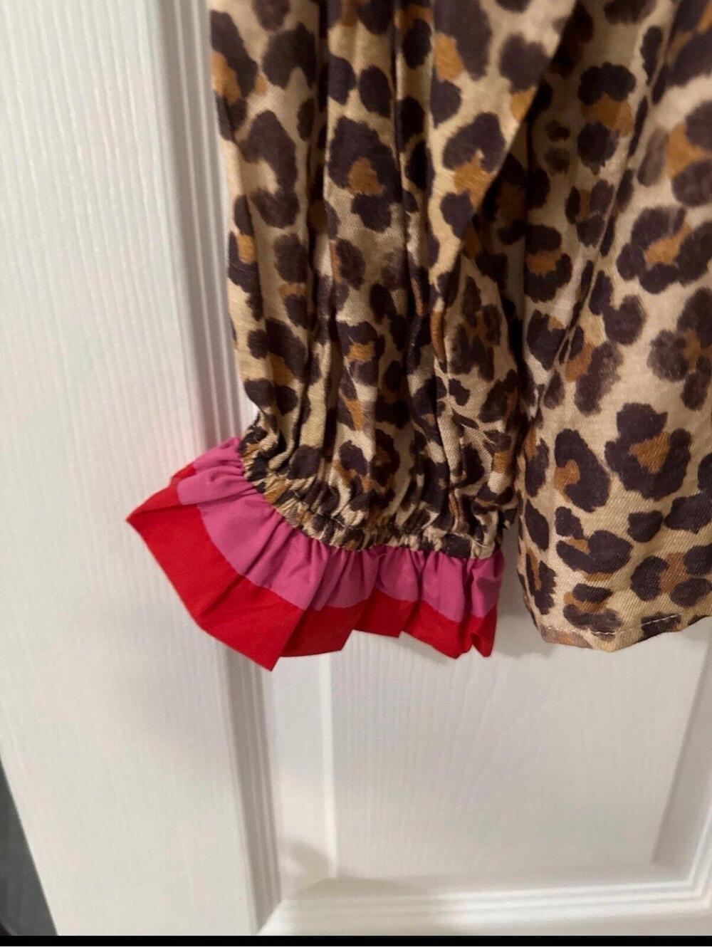 Bibi Leopard Print Boutique Top with Pink/Red Trim XL NWT - Picture 2 of 9